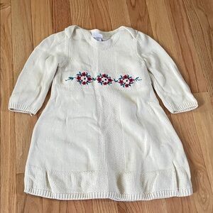 Hanna Andersson Cream Dress with Red Floral Design